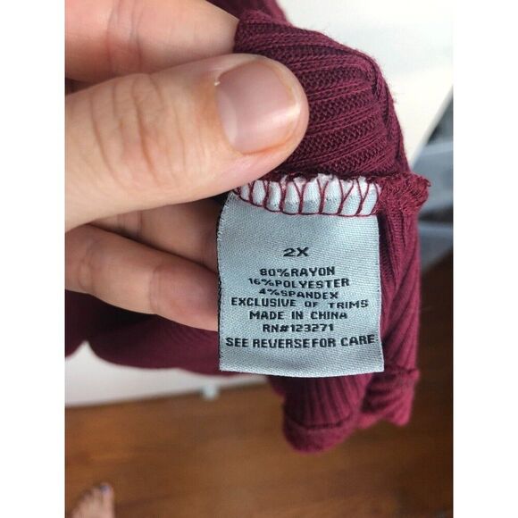 J For Justify Ribbed Long Button Up Cardigan 2X Red V-Neck Preppy Academia - Picture 4 of 6